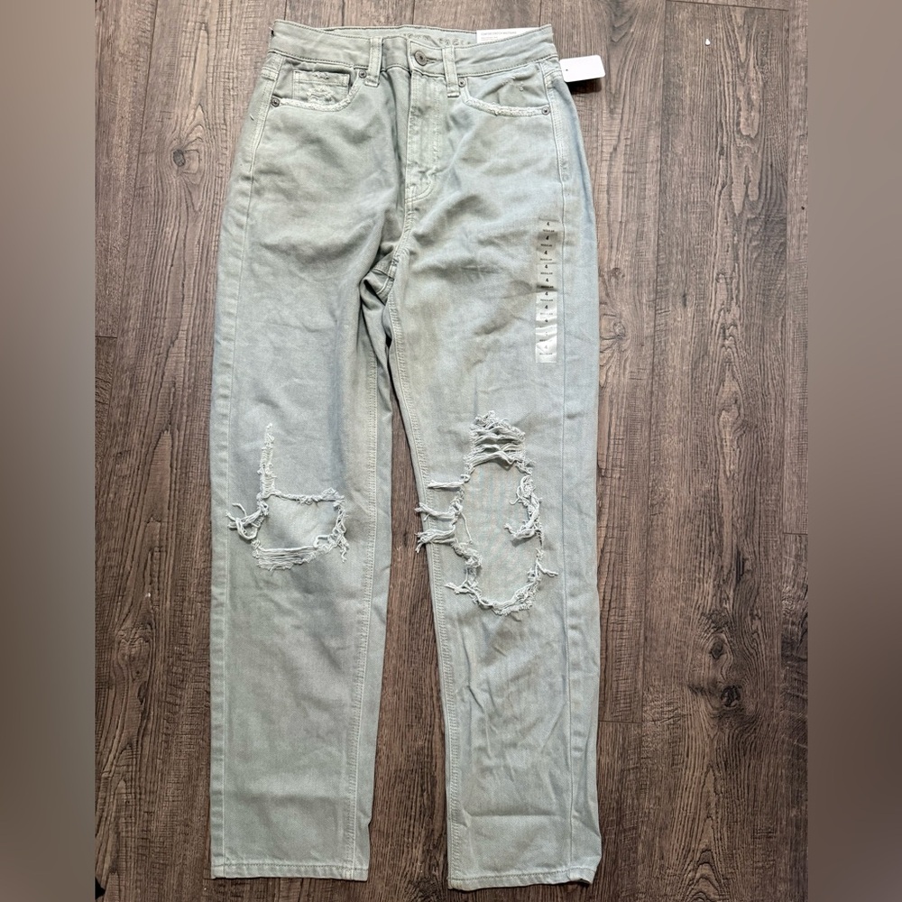 American Eagle Outfitters Light Gray Mom Straight Leg Jeans